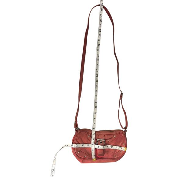 Valentina Made in Italy Crossbody Bag Pink Leather Studded Handbag Small Purse - Picture 10 of 11